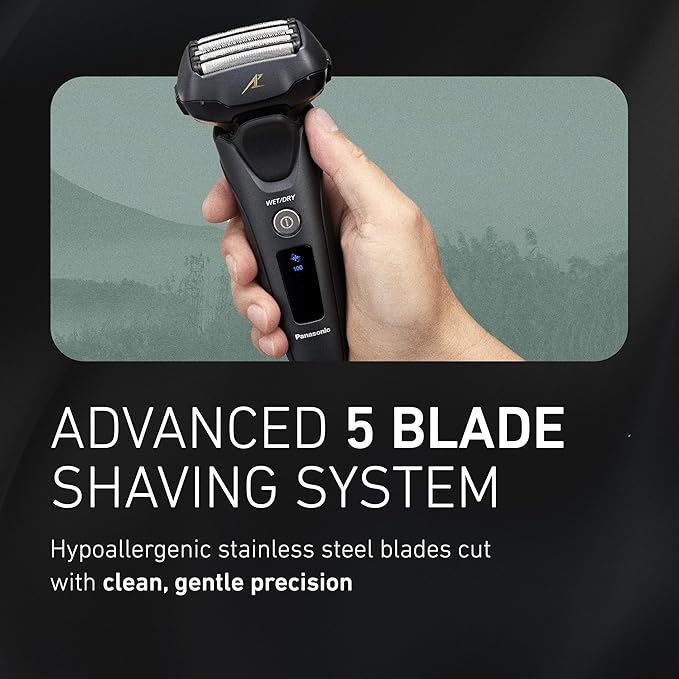 Panasonic Electric Razor for Men Electric Shaver for Men ARC5 with Premium Automatic Cleaning and Charging Station Wet Dry Shaver Cordless Razor with Pop-Up Trimmer ES-LV97-K Black