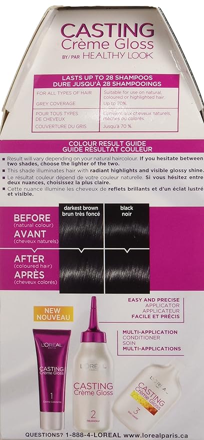 L'Oreal Healthy Look Creme Gloss Hair Color 1 Rich Black/Double Espresso