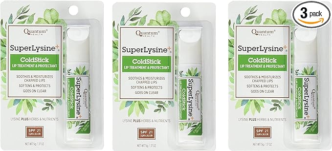 Super Lysine Plus+ ColdStick SPF 21 Regular 0.18 oz (Pack of 3) by Quantum Research