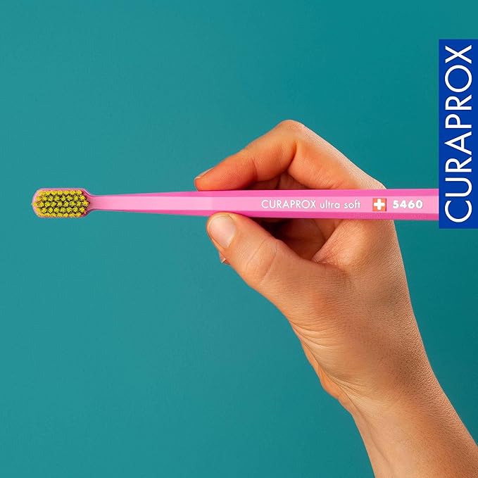 Curaprox CS 5460 Ultra-Soft Toothbrush ? Adult Tooth and Gum Care | Super Soft Curen® Bristles for Gentle Cleaning | Blue-Pink Single Pack