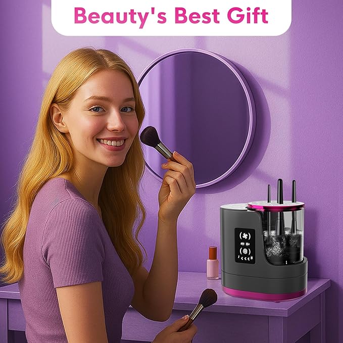 3 IN 1 Electric Makeup Brush CleanerAutomatic Makeup Brush Cleaner with Makeup Brush DryerPortable USB Deep Cleaning for All Size Beauty Makeup Brush SetBlush Brush (Grey)