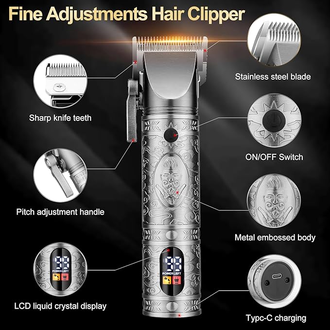 Hair Clippers for Man T-Blade Trimmer Nose Hair Trimmer Electric Shaver Set Professional 4 in 1 Barber Clippers Set for Haircut Men?™s Grooming Kit with LCD Display Ideal Gift for Him