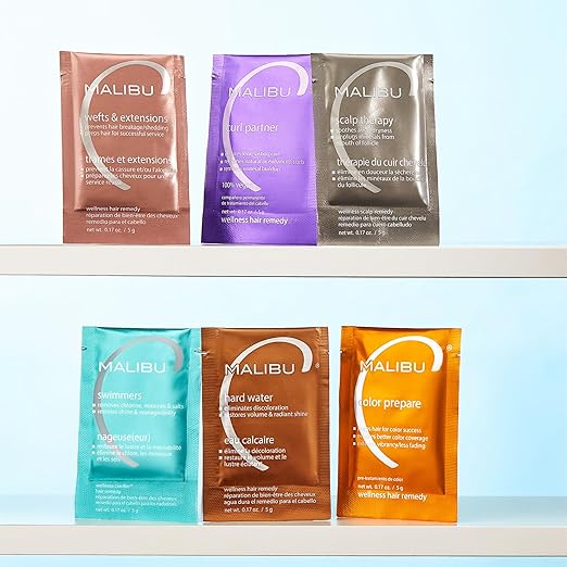 Malibu C Curl Partner Wellness Remedy (12 Packets) - Removes Mineral Build up for Healthier + Bouncier Curly Hair - Contains Gentle Antioxidants for Curly Hair Care