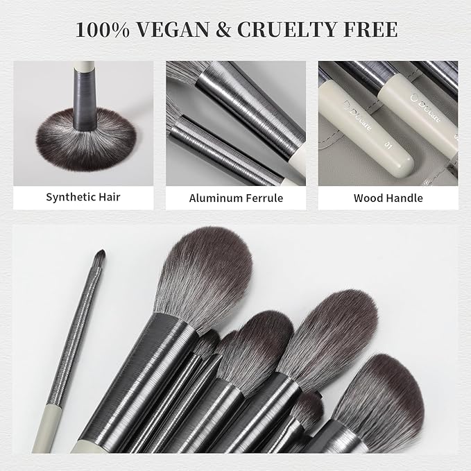 DUcare Makeup Brushes Set Professional 10pcs Foundation Blush Face Contour Powder Brush Eyeshadow Eyeliner Eyebrow Lip Liquid Cream Blending Make up Brush Kit Synthetic Essential
