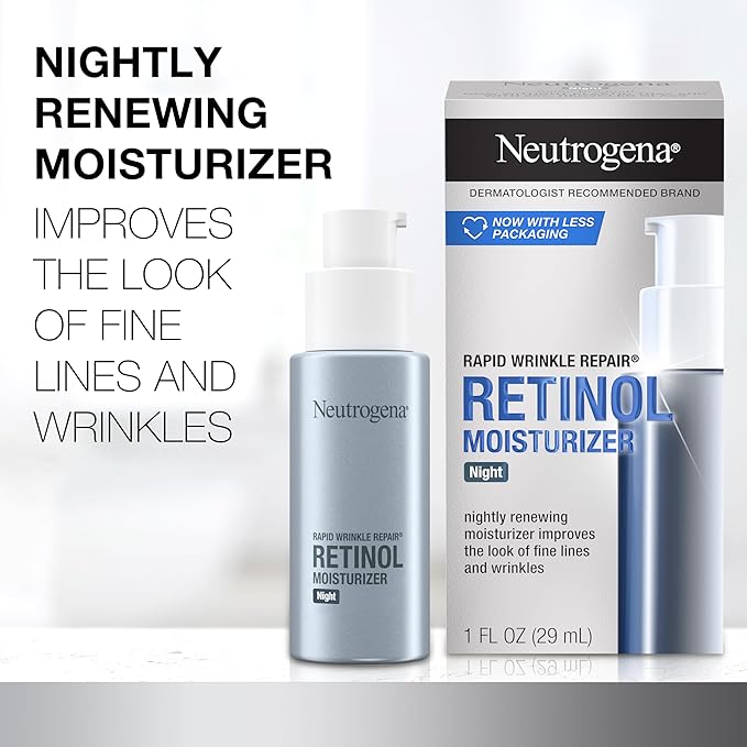 Neutrogena Rapid Wrinkle Repair Retinol Night Face Moisturizer Daily Anti-Aging Face Cream with Retinol &amp Hyaluronic Acid to Fight Fine Lines &amp Wrinkles 1 fl. oz