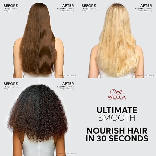 Wella Professionals ULTIMATE SMOOTH Intense Mask with Deep Nourishment | Treatment for Dry Frizzy Hair | Smooths &amp Adds a Silky Shine | With Squalane &amp Omega 9 | Color Safe