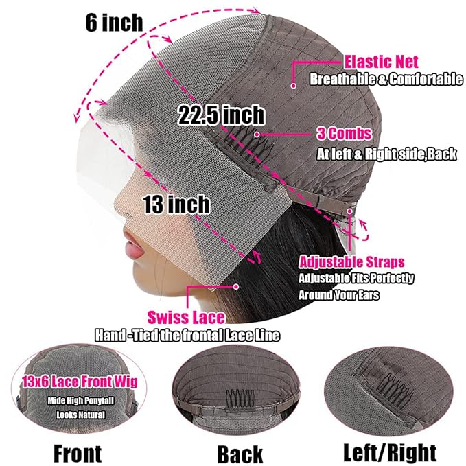 Frontal Wigs Human Hair Wigs for Black Women HD Body Wave Lace Front Wigs Human Hair 13x6 Lace Front Wigs Human Hair Pre Plucked 180 Density 10A Glueless Wigs Human Hair Pre Plucked cheap wigs 24 Inch