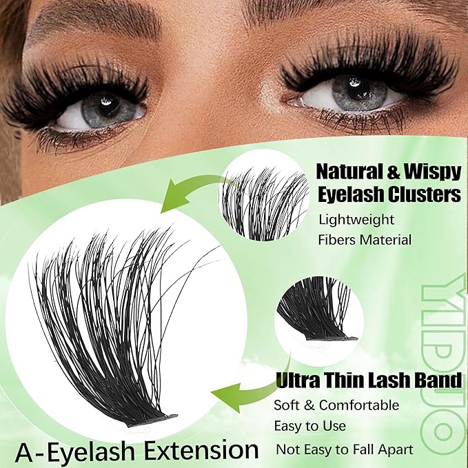 6 Box Mix Lashes Clusters Kit Gift Packs 1686Pcs with 2X Bond&ampSeal Volume Mega/Bottom Soft Extension False Eyelash D Curl Wispy Natural DIY Individual Fake Eyelashes for Beginners Bulk Pack