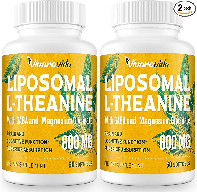 L-Theanine 800mg Supplement with GABA and Magnesium Glycinate - Natural Compound Sleep and Relaxation (120 Softgels)