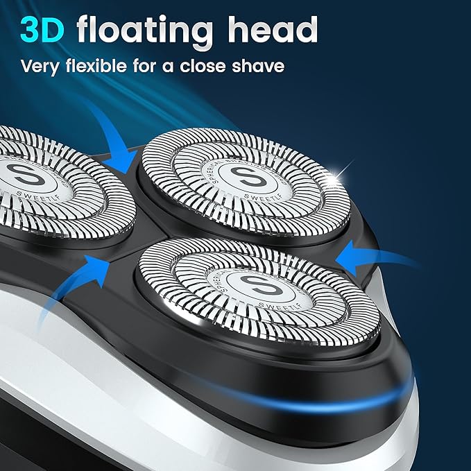 Electric Razor for Men Electric Shaver for Men Waterproof/Rechargeable/LED Display Men?™s Shavers Wet &amp Dry Rotary Shavers Gift for Dad Husband Boyfriend (Navy Blue)