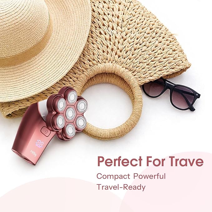 Electric Razors for Women Legs: 5-in-1 Rechargeable Body Shaver 7D Wet &amp Dry Body Trimmer IPX7 Waterproof Lady Hair Remover for Face Underarms Pubic Matte Pink