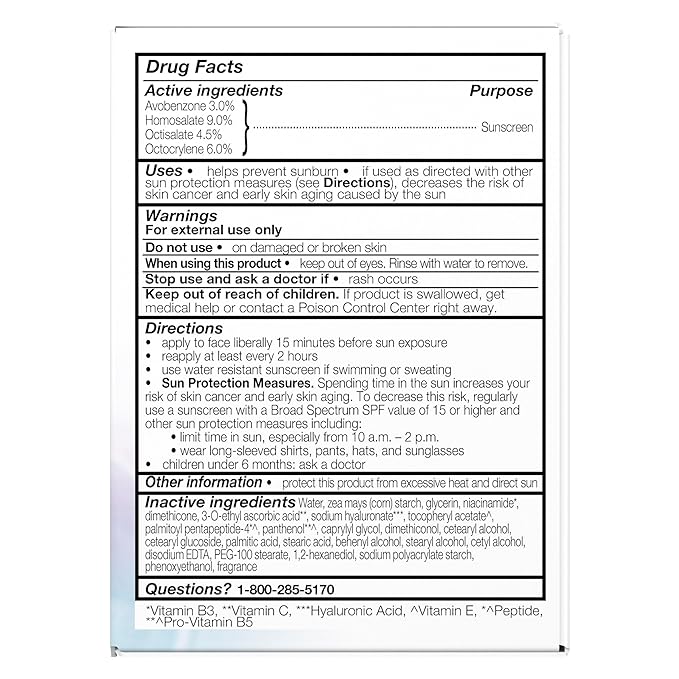 Olay Super Cream with Sunscreen SPF 30 Lightweight Face Moisturizer with Sun Protection 5-in-1 Skin Care Benefits - Hydrating Brightening Firming - Niacinamide Vitamin C Collagen Peptide 1.7 oz