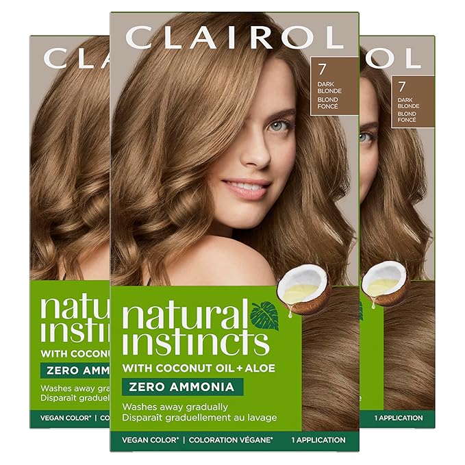 Clairol Natural Instincts Demi-Permanent Hair Dye 7 Dark Blonde Hair Color Pack of 3