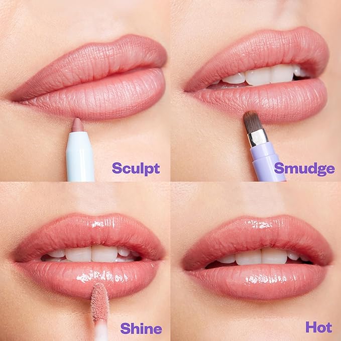 Kosas Hotliner Retractable Lip Liner Pencil with Built-In Brush &amp Sharpener - Easy Contouring Hydrating Long-Lasting - Pigmented Creamy Texture for Plumping Lips - Hyaluronic Acid &amp Konjac -