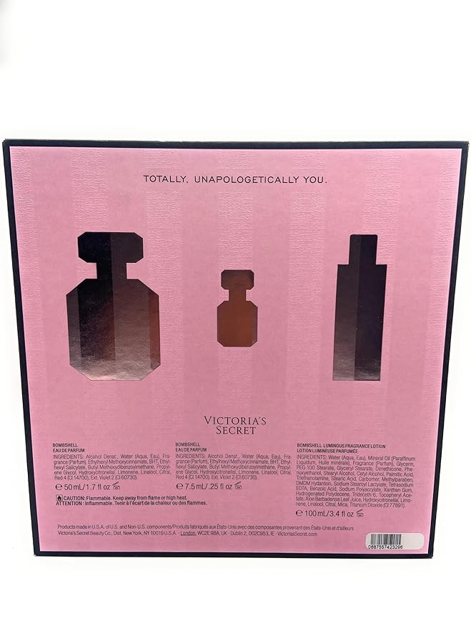 Victoria's Secret Bombshell 3 Piece Luxe Fragrance Gift Set: 1.7 oz Eau de Parfum 0.25 oz Eau De Parfum &amp 3.4 oz Fragrance Lotion
