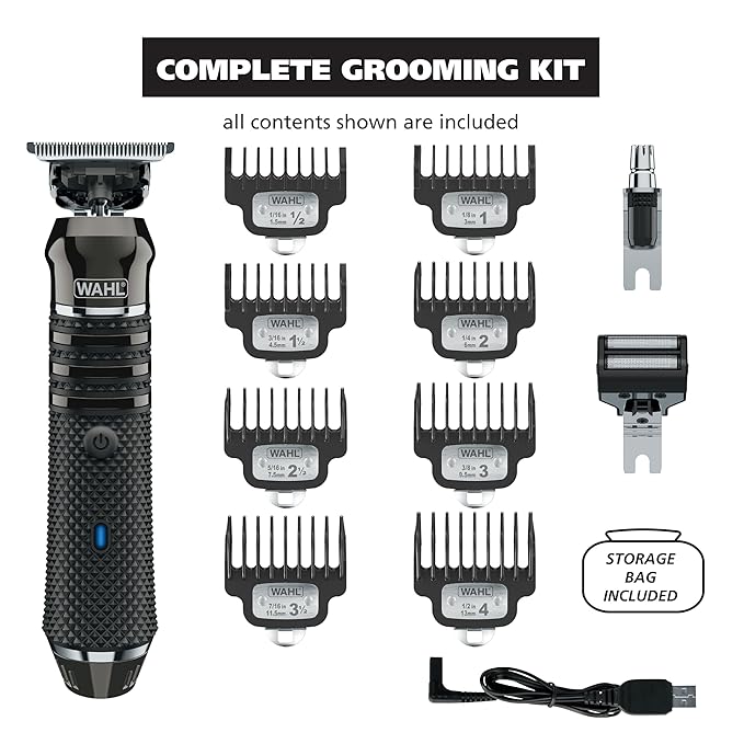 Wahl USA Pro Series High Visibility Skeleton Style Trimmer Lithium-Ion Cordless USB Rechargeable All in One Shaving &amp Close Cutting Beard Trimmer for Men with Near Zero Gap Blade ? 3026018