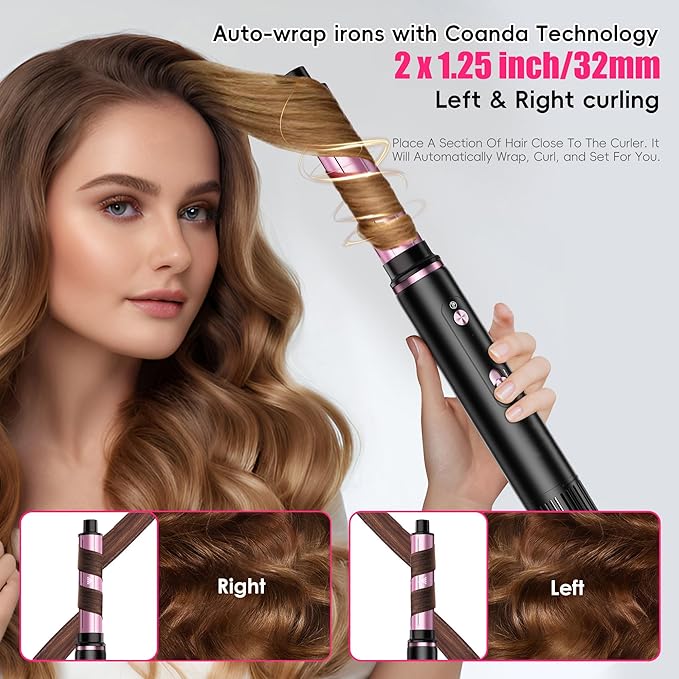 SKIMI 110000 RPM Brushless Motor Hair Dryer Brush - 5 Muti-Styler for Fast Drying Curling Volumizing &amp Straightening | High-Speed Hot Air Brush for All Hair Types (Black &amp Coral)
