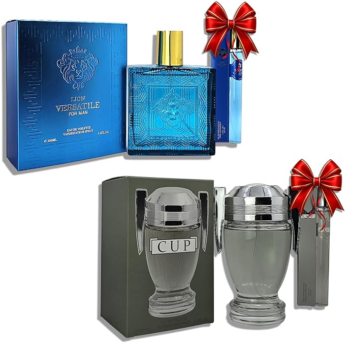 Versatile For Man &amp CUP 04-Piece Set Cologne for Men 2x100ml &amp Mini Perfume 2x35ml Eau de Toilette long-lasting Mint Grapefruit &amp Marine notes for daytime Travel perfume bottle frag