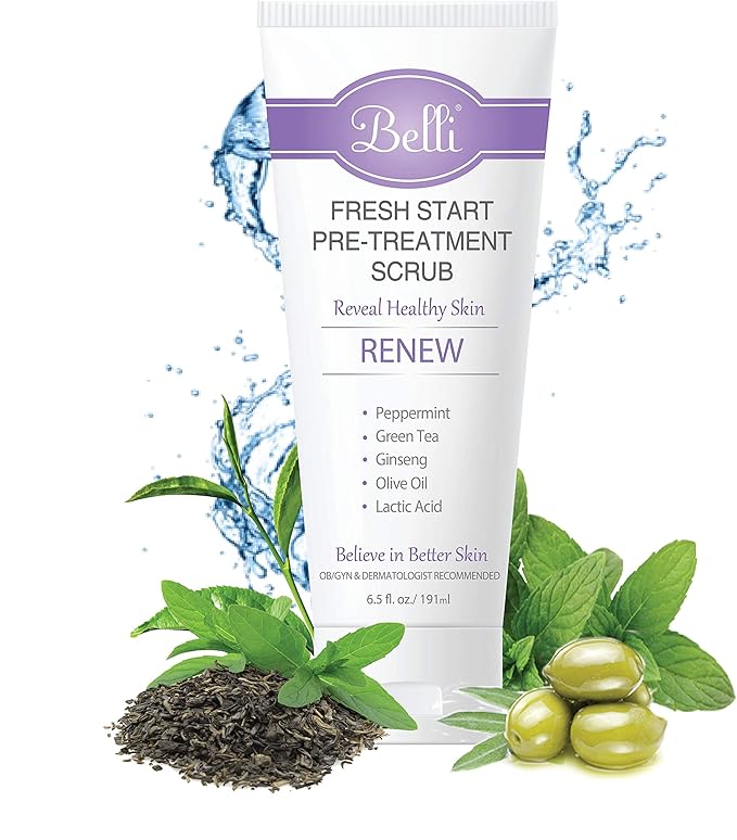 Belli Skincare Fresh Start Pre-Treatment Scrub Face Cleanser &amp Facial Scrub for All Skin Types Detoxifies Skin Dermatologist Recommended 6.5 Oz