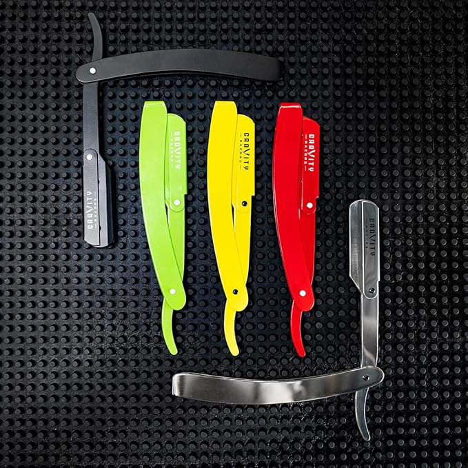GRAVITY RAZORS Professional Straight Razor Kit ? Minimal Exposure Includes 10 Premium Blades 0.5mm Exposed Green