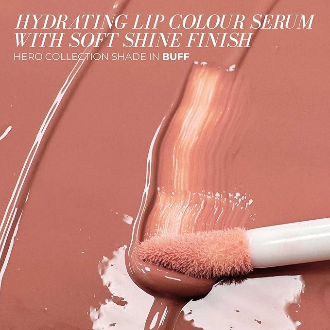 FITGLOW Beauty Lip Colour Serum | Hydrating Lip Gloss | Plumping Anti-Aging Lip Treatment | Natural Shine with Pomegranate Sterols &amp Collagen | Buildable Color for Dry Chapped Lips | Buff - 10g