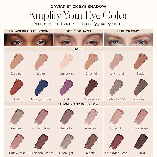 Laura Mercier Caviar Stick Cream Eyeshadow: Shimmer and Matte Finishes 24HR Wear Long Lasting Rich Color Easily Blendable and Buildable Waterproof Hyaluronic Acid Infused