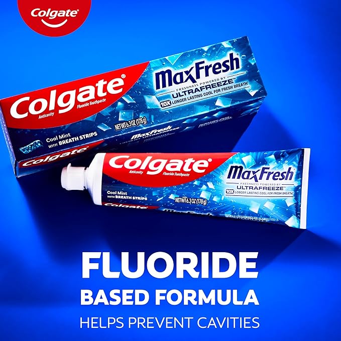 Colgate Max Fresh Travel Size Toothpaste with Mini Breath Strips Cool Mint - 24 Pack