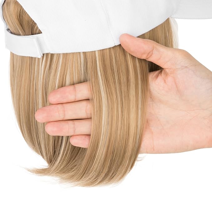 TESS Hat Wigs for Women Baseball Cap with Hair Attached Short Straight Synthetic Hair 6