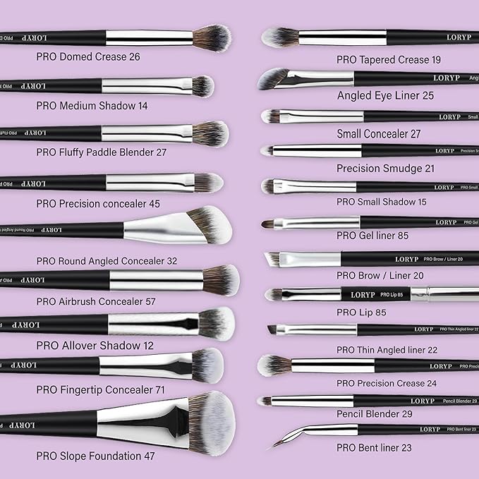 LORYP Professional Makeup Brushes Set 32Pcs Matte Black Cosmetic Brush Kit for All Face &amp Eye of Soft Vegan Synthetic Hair for Artists &amp Enthusiasts