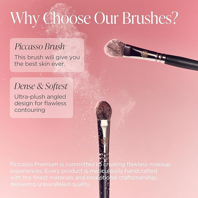 Piccasso 23 Small Blusher Brush ? Precise Makeup Brush for Cheeks Nose and Chin Soft Squirrel &amp Horse Hair for Delicate Application Detail Face Brush for Daily Use Korean Professional Beauty