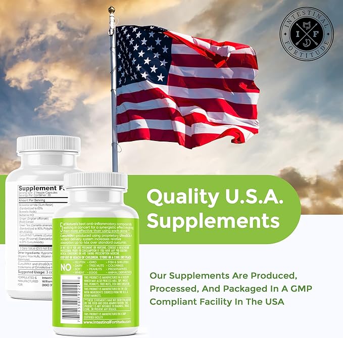 Intestinal Fortitude AI-5 - Digestive Herbal Capsule Supplement w/CurcuWIN Turmeric Curcumin Boswellia Serrata Ginger Root &amp EGCG Green Tea for Gut &amp DigestiveHealth Support Non-GMO Dair