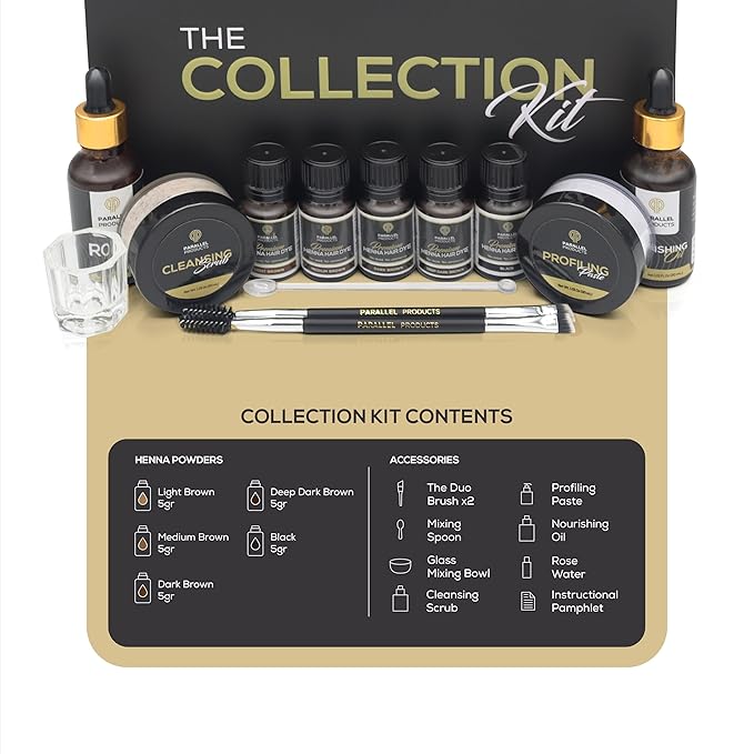 Parallel Products Henna Hair Color Kit - Complete Tint Kit for Professional Spot Coloring - Covers Grays and Roots - Color Palette Included