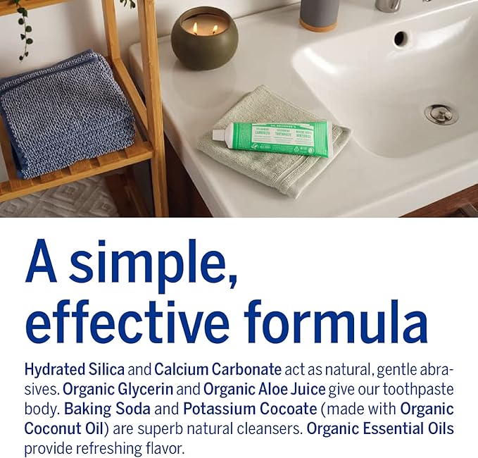 Dr. Bronner?™s - All-One Toothpaste Variety Pack - Peppermint &amp Spearmint 70% Organic Ingredients Fluoride-Free Helps Freshen Breath Vegan (5oz 4-Pack)