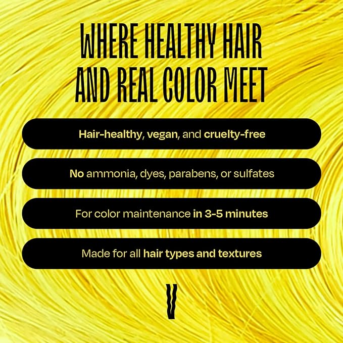 Overtone Semi Permanent Hair Color Conditioner Extreme Yellow 8 oz Nourishing Damage-Free Color Depositing Mask for All Hair Types with Shea Butter &amp Coconut Oil Vegan &amp Cruelty-Free