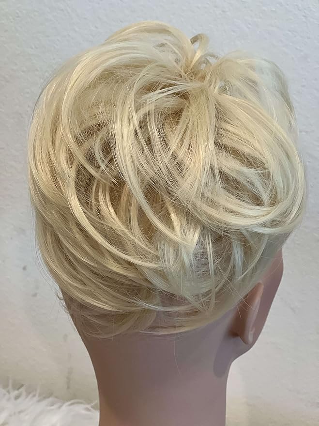 Apexhairs Hair Bun Ponytail Extension Straight Synthetic Hairpiece Short Ponytail Bun Extensions Hair Accessories Elastic Easy Scrunchie Hair Bun for Women (Light Blonde)