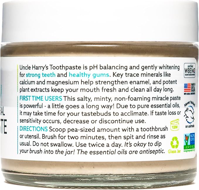 Uncle Harry's Spearmint Remineralizing Toothpaste | Natural Whitening Tooth Paste Freshens Breath &amp Promotes Enamel | Vegan Fluoride Free Toothpaste (2 Pack)