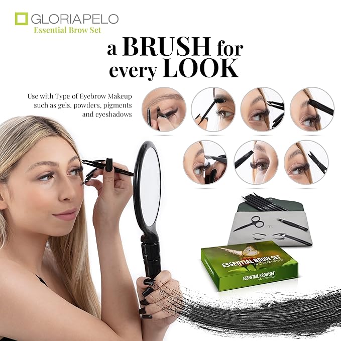 Eyebrow Brush Set ? Premium Make-up Brush Kit ? 10pcs Eyebrow Brush Makeup - Professional Make-up Brush Set - Eyebrow Makeup Gel - Eyebrow Lamination Soap