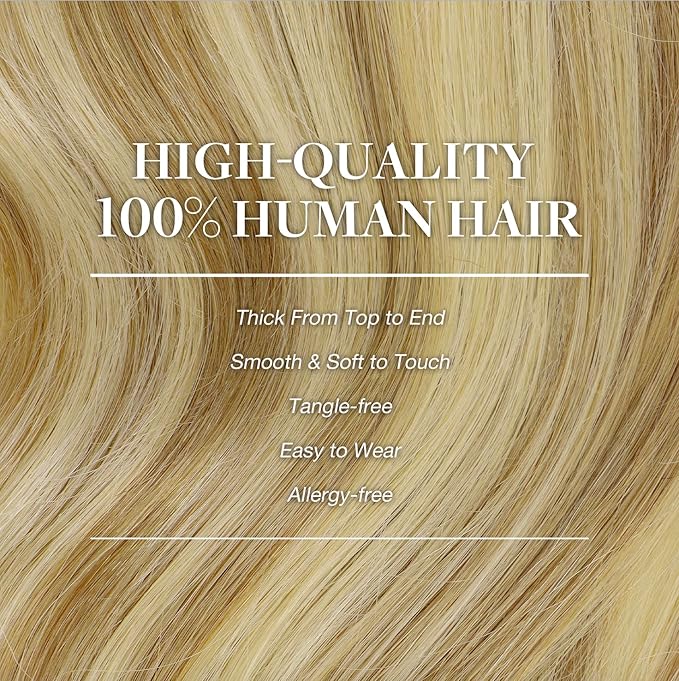 GOO GOO Clip in Hair Extensions Real Human Hair Remy Human Hair Extensions Clip ins for Women Natural Human Hair 16inch 160g 7Pcs #16/22 Light Blonde Highlighted Golden Blonde