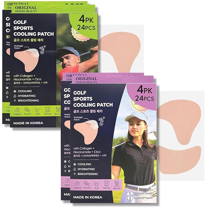 Sun Patch Under Eye UV Protection for Golf Hiking Driving Outdoor Sports | Cooling Sunblock Patches Scar &amp Sun Damage Protection (Purple +Green (4PK))