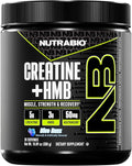 NutraBio Creatine + HMB- Creatine Monohydrate with HMB Powder for Muscle Growth Increased Strength- 30 Servings (Blue Razz)