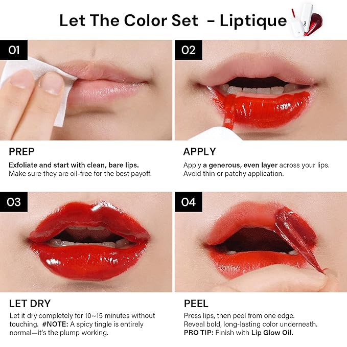 Liptique Korean Lip Stain Peel Off - 24 Hour Long Lasting Lip Tattoo Waterproof &amp Transfer Proof Nourishing &amp Hydrating Lip Tint for Women Instant Plumping Lip Tints Peel Off (002 ODDPIN)