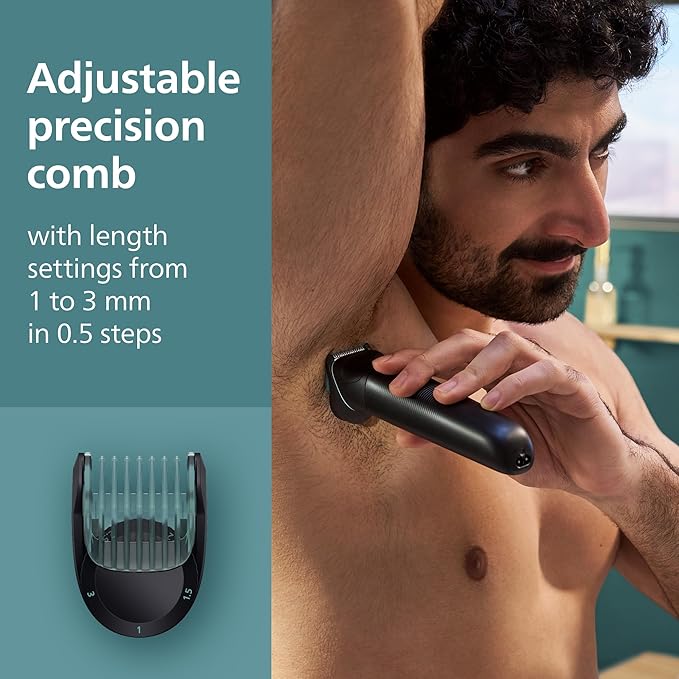 Philips Norelco Body Groomer 5000 Series Intimate Hair Trimmer &amp Shaver for Men with Dual 100% Showerproof Full Body Shave &amp Trim Heads and Two Bi-Directional Body Hair Combs BG5495/50