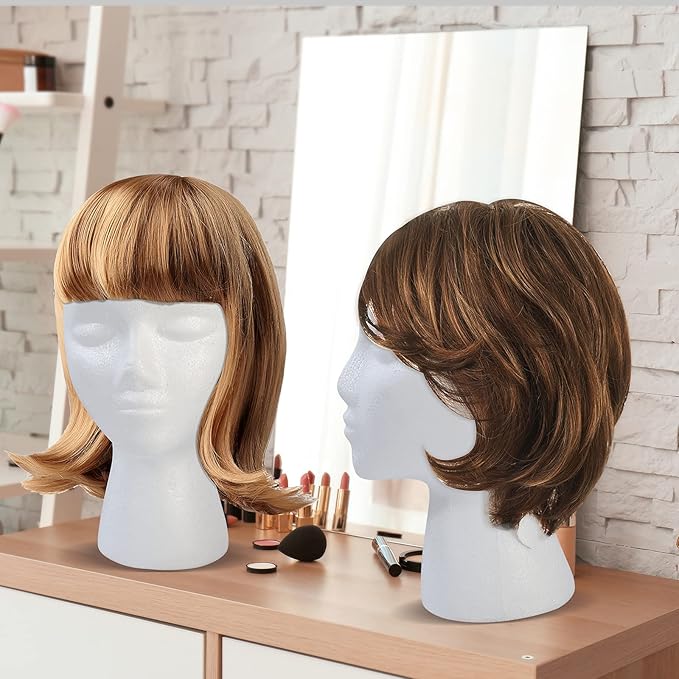 BALABALA 3 Pcs Foam Wig Head Female Styrofoam Mannequin Hairpieces Stand Holder Cosmetics Model Head Wig Display for Style Model Display Hair Hats Hairpieces Mask  Salon and Travel
