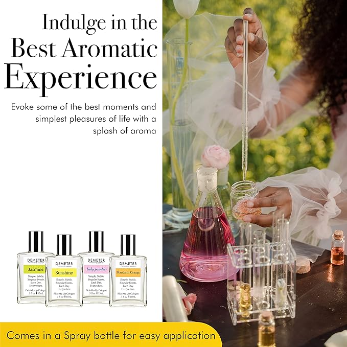 DEMETER Fragrance's Signature Humongous Miniature Set of 4 - Baby Powder - Sunshine - Jasmine - Mandarin Orange - Perfume Sampler Set for Women