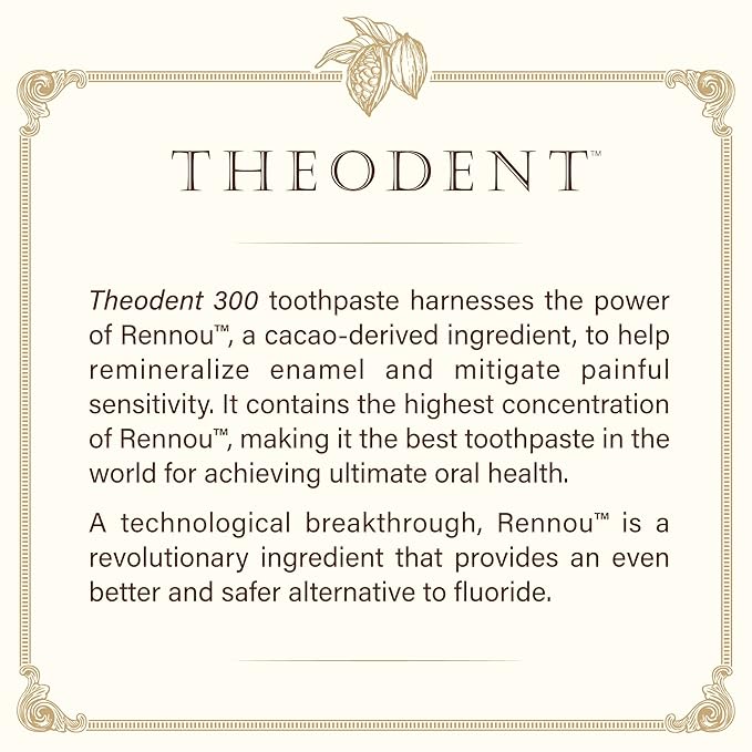 Theodent 300 Fluoride-Free Natural Toothpaste Clinical Strength for Remineralization and Sensitivity Reduction Whitening Crystal Mint (3.4 Ounces 96.4 Grams)