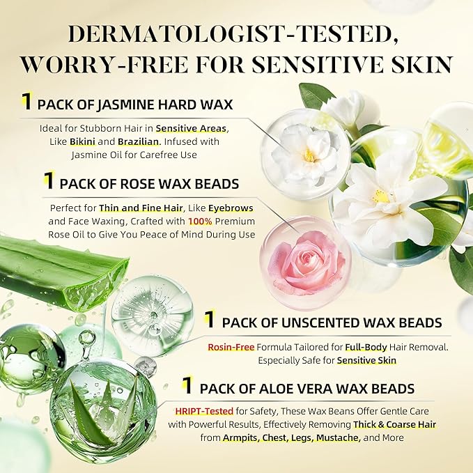 LANSLEYWAX Digital Waxing Kit for Women Men - YOLO Flora Waxing Machine with 39 Accessories - Hard Wax Kit for Arm Leg Brazilian Bikini Face Sensitive Skin Wax Warmer Hair Removal for Home/Salon Use