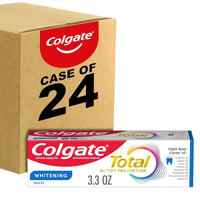 Colgate Total Whitening Toothpaste Freshens Breath Whitens Teeth and Provides Sensitivity Relief Mint Flavor 24 Pack