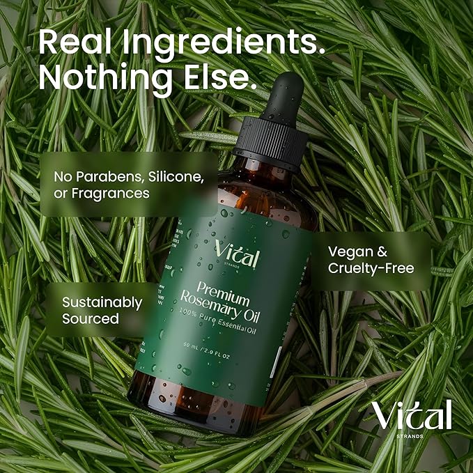 100% Pure Rosemary Oil for Hair Growth &amp Thicker Hair ? Cold Pressed Natural Essential Oil for Women &amp Men Nourishes Scalp Strengthens Roots Promotes Regrowth &amp Reduces Thinning