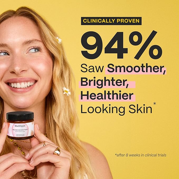 Mad Hippie MicroDermabrasion Facial - Exfoliating Face Scrub with Glycolic Acid Mandelic Acid AHA Complex &amp Hyaluronic Acid 2.1 Fl Oz