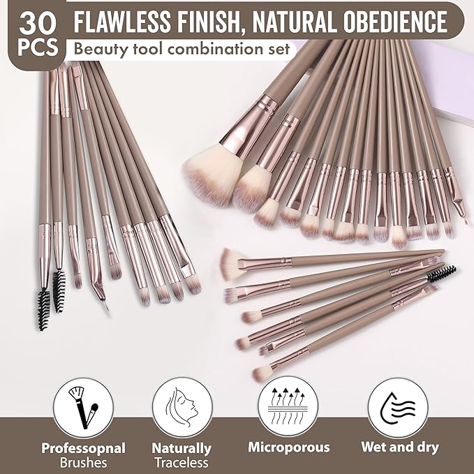 Professional Makeup Tools Set 54pcs set Cosmetic Brush &amp Sponge &amp Puff &amp Headband &amp Brush Cleaning Bow SetFacial Makeup &amp Cleaning Accessories Makeup Products Valentine Day Gif